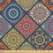 Ambesonne Mandala Fabric by The Yard, Checkered Rectangles Pattern Various Oriental Inspired Motifs Culture, Decorative Fabric for Upholstery and Home Accents, 5 Yards, Beige